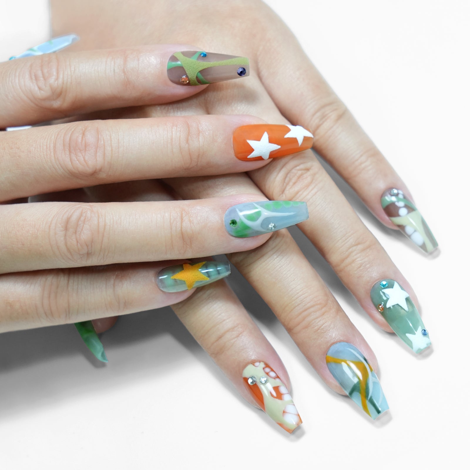 Siva Nail, Starlit Dusk, Retro Art, Handmade Press on Nails