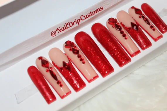 Ruby Rouge Red Wine Glass Gel Press-On Nails | Siva Nail