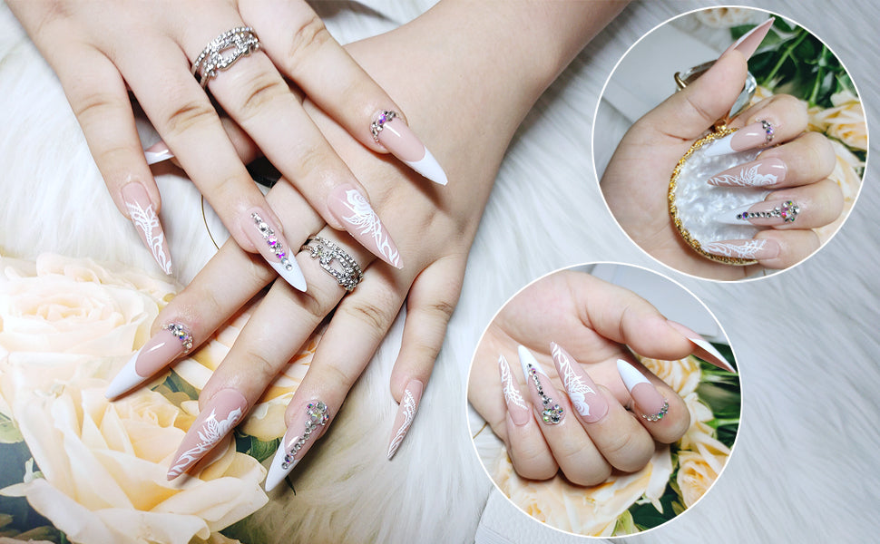 Lustrous Loop Stiletto Press‑On Nails | Metallic Glam by Siva Nail
