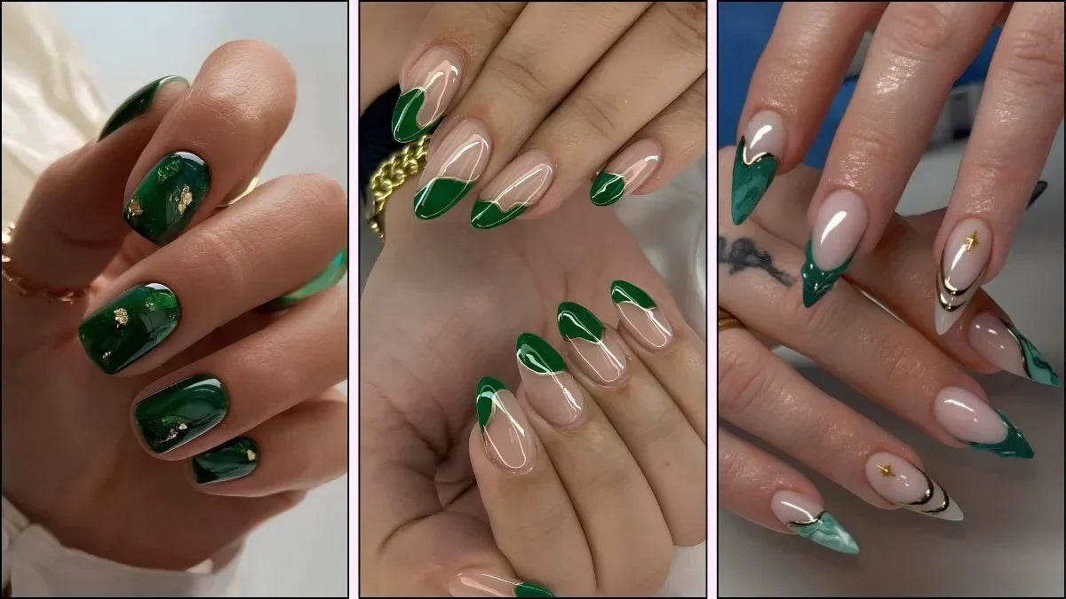 Jungle Pop Green Abstract Press‑On Nails | Siva Nail