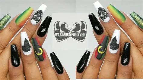 Black Panther Tribal Green Press‑On Nails | Siva Nail