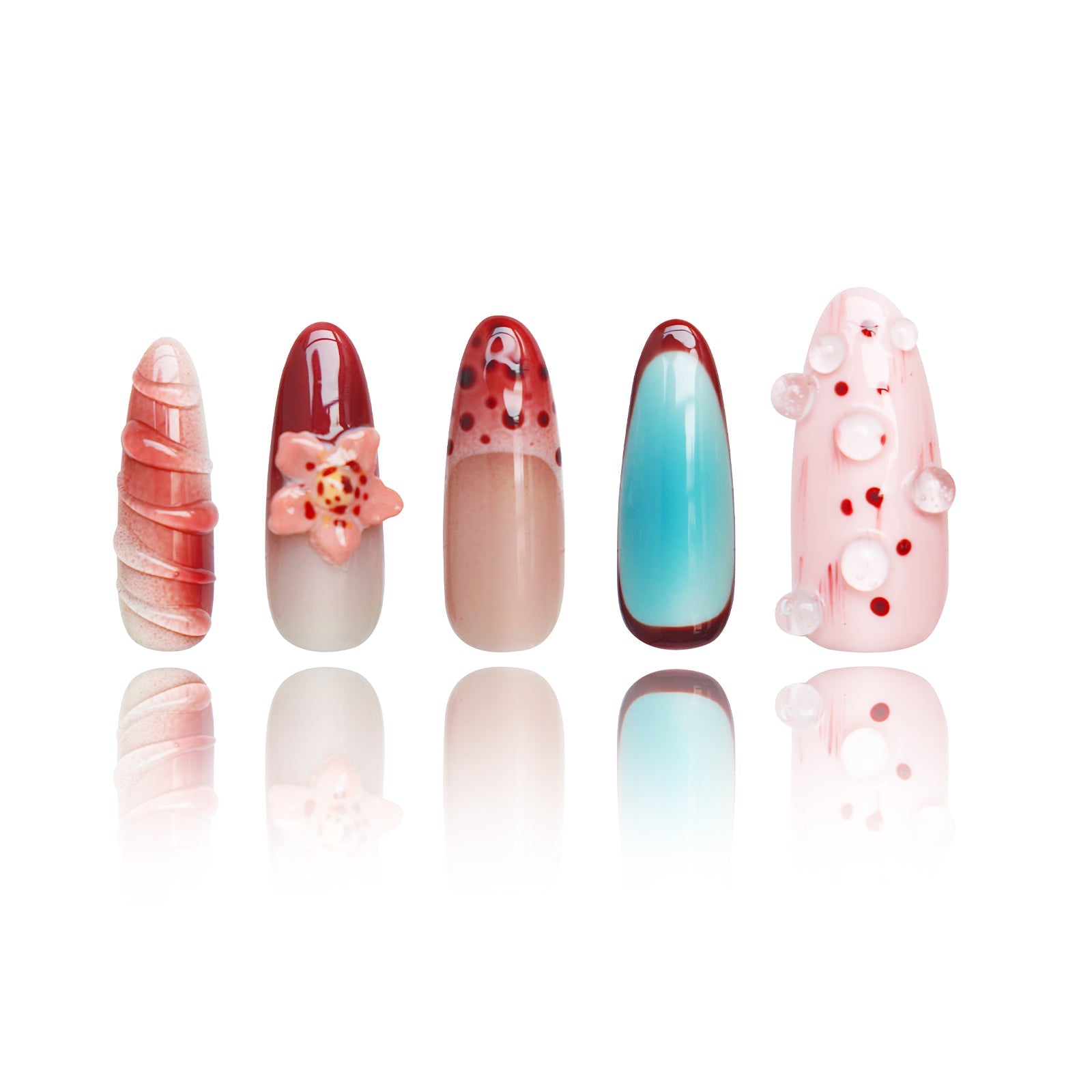 Siva Nail, Whimsical Bloom, Artistic Floral Acrylic Press on Nails