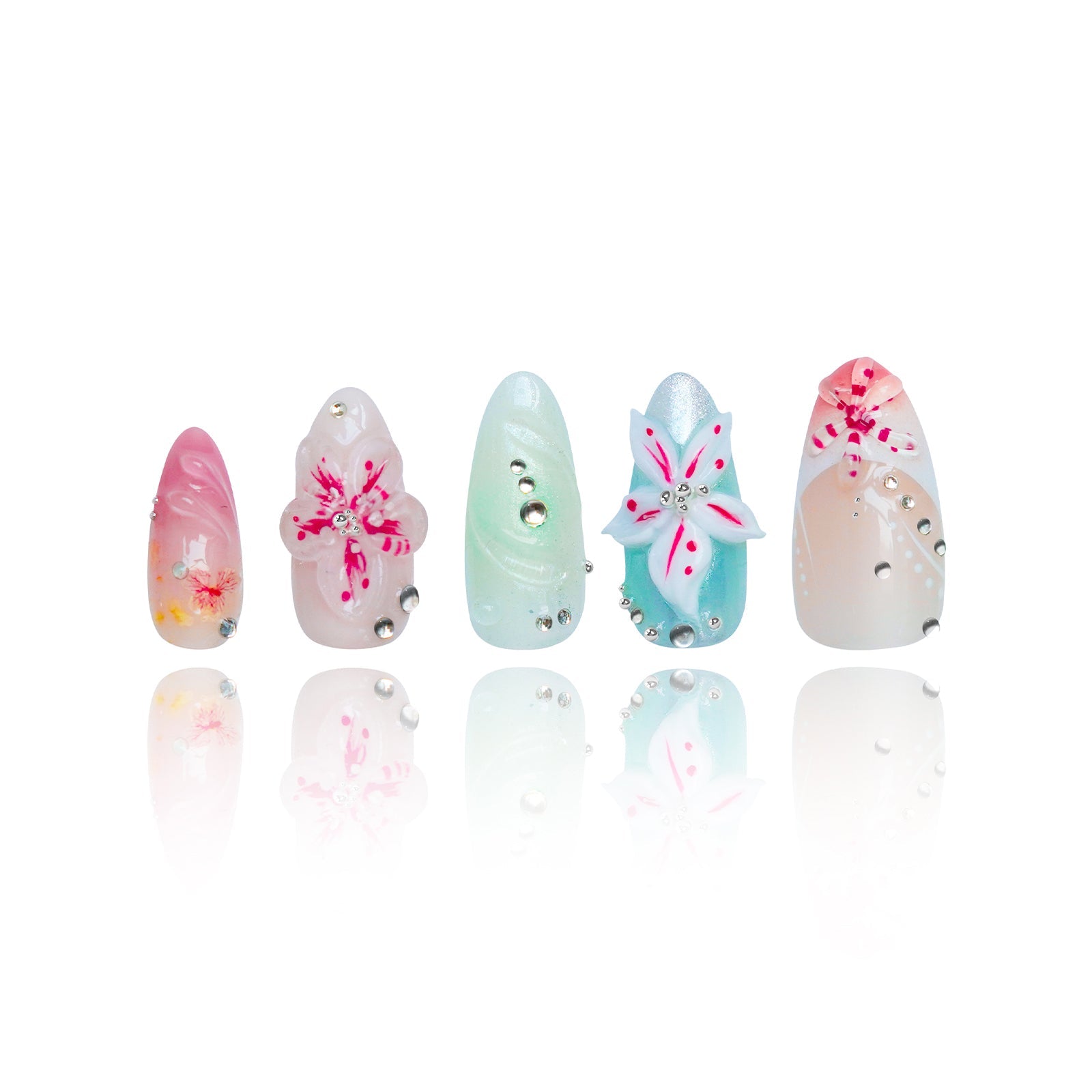 Siva Nail, Floral Fantasy, Soft Spring Acrylic Press on Nails