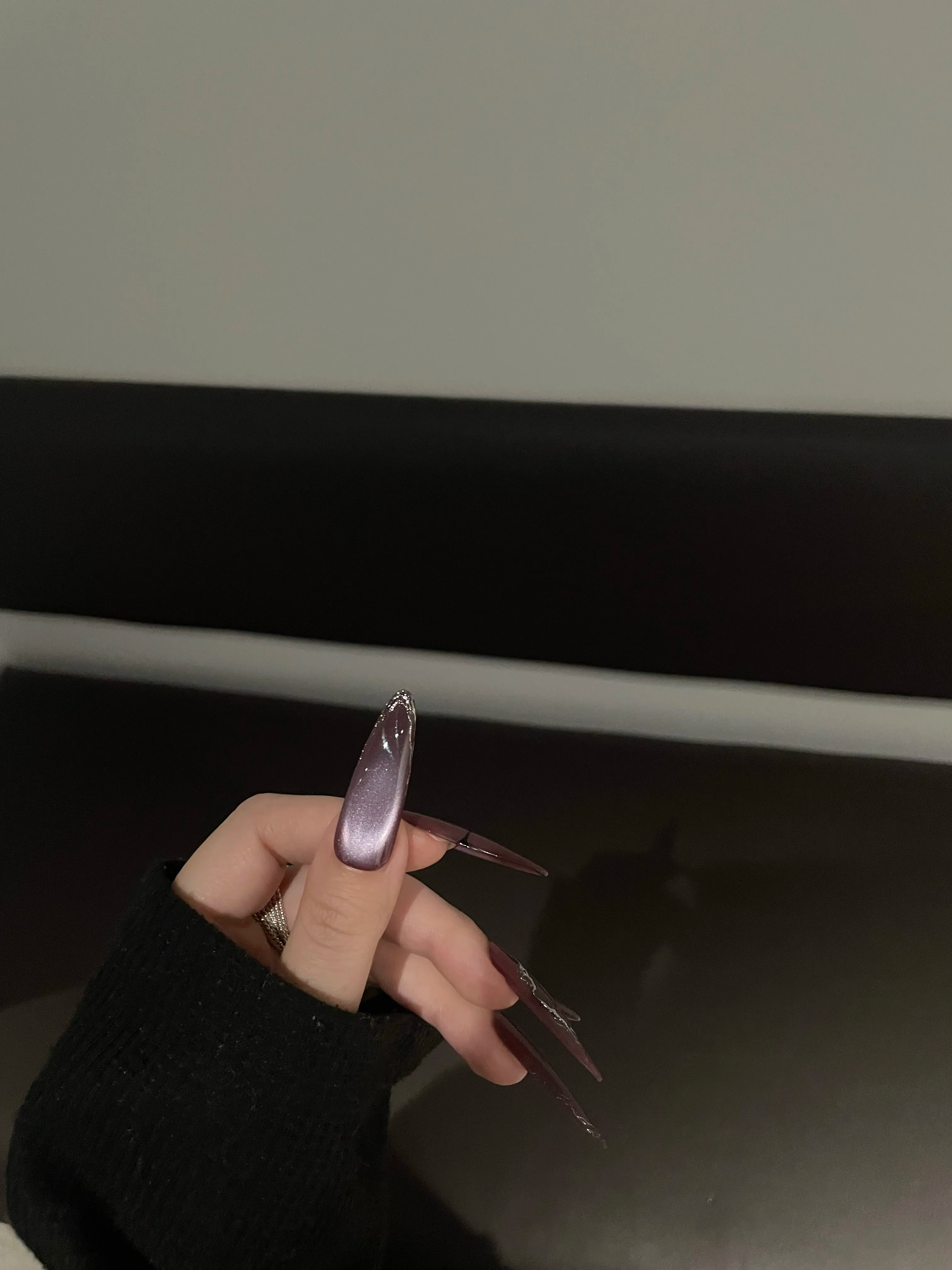 Siva Nail, Purple - Black Glitz - Mixed Handmade Press on Nails