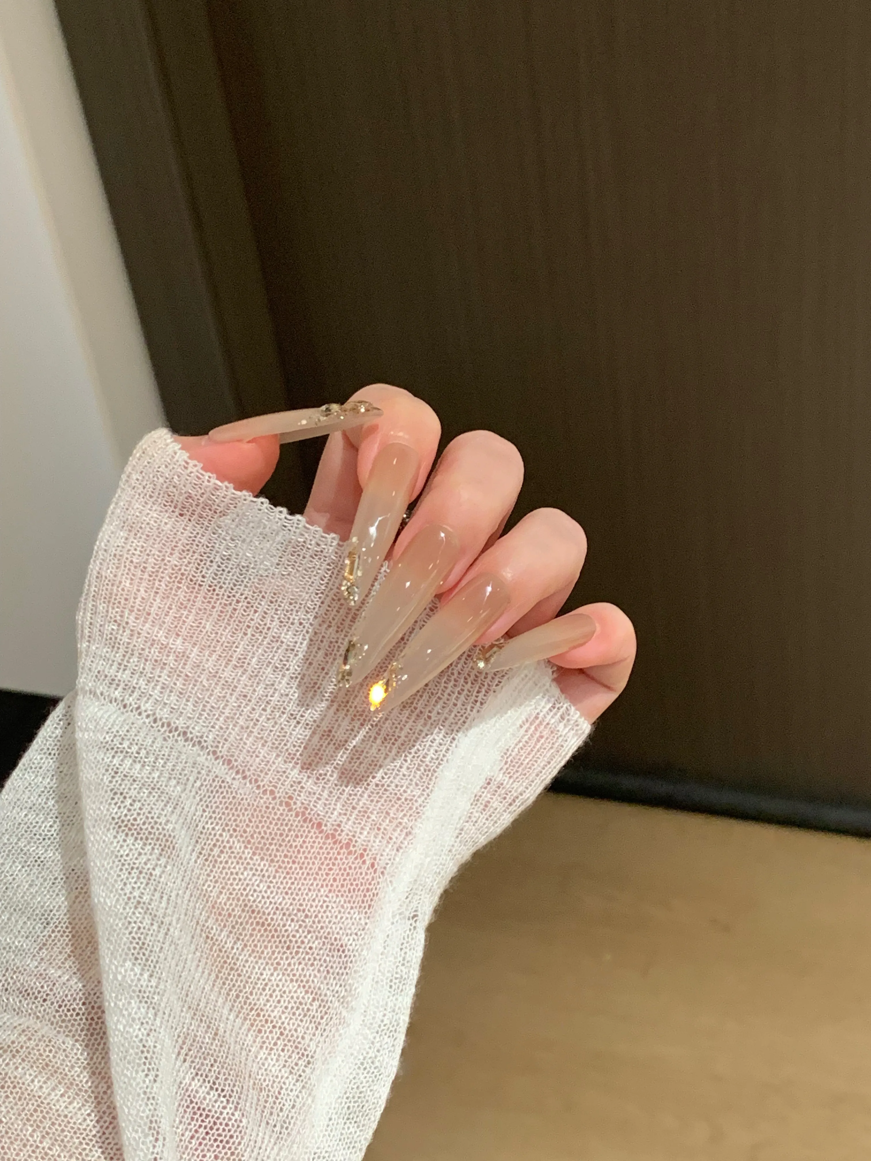 Siva Nail, Champagne - Tinted Gold - Accent Handmade Press on Nails