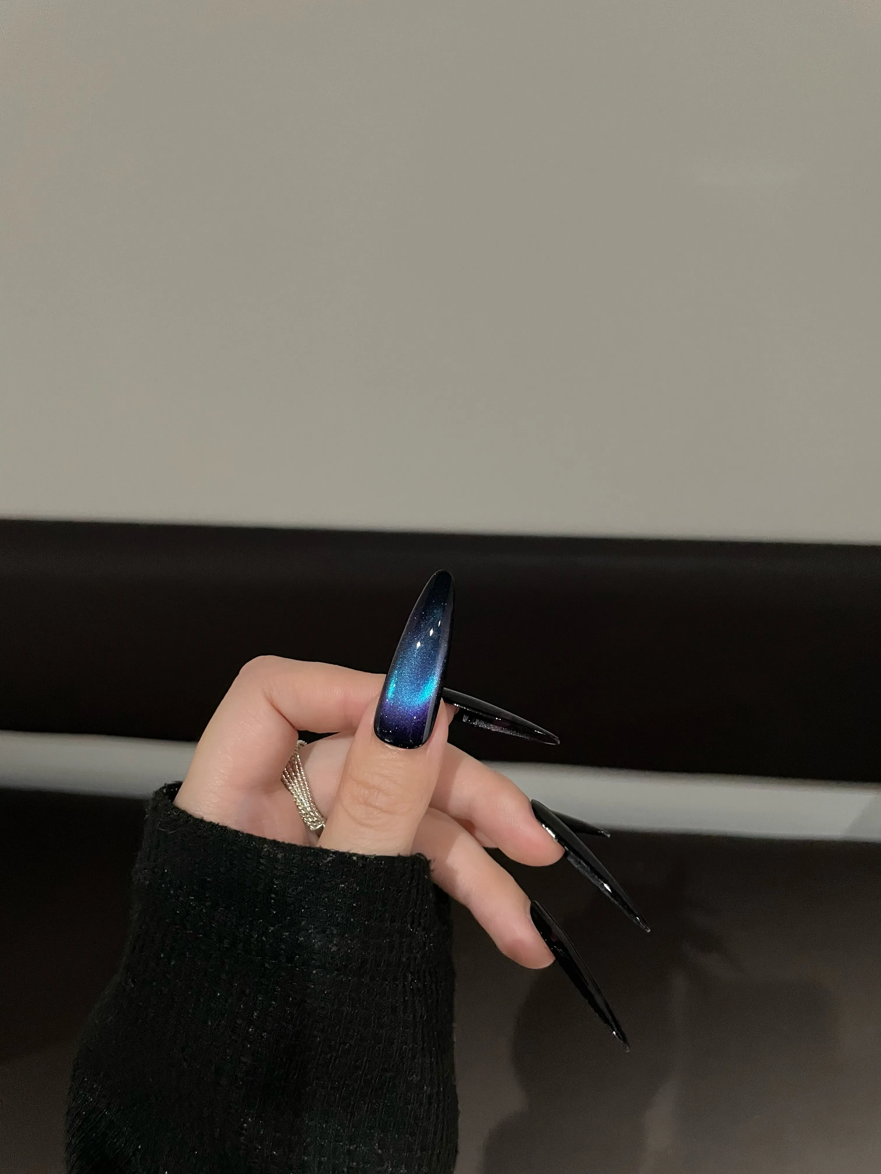 Siva Nail, Galaxy - Inspired Black Shimmer Handmade Press on Nails