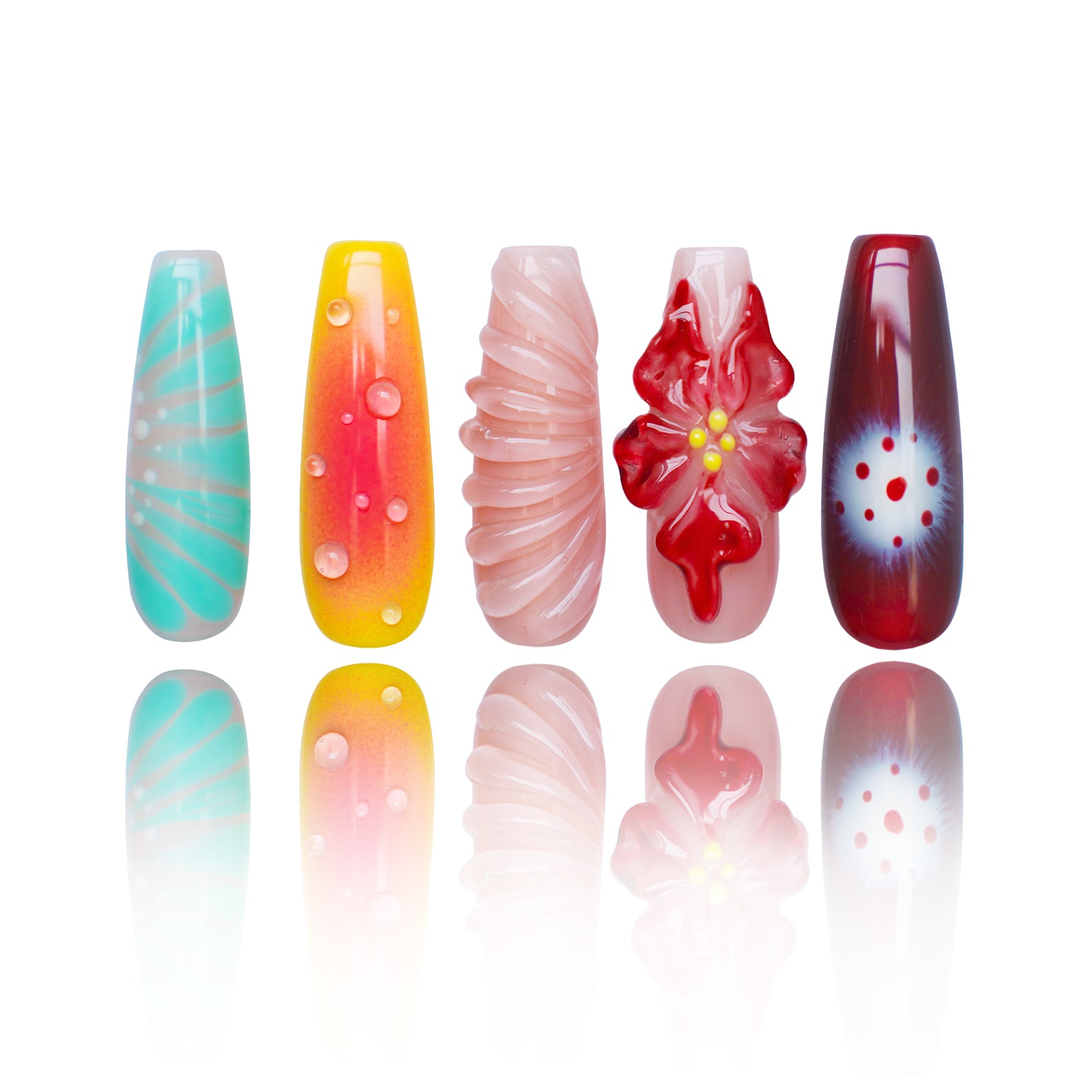 Siva Nail, Tropical Splash, Artistic Summer, Handmade Press on Nails