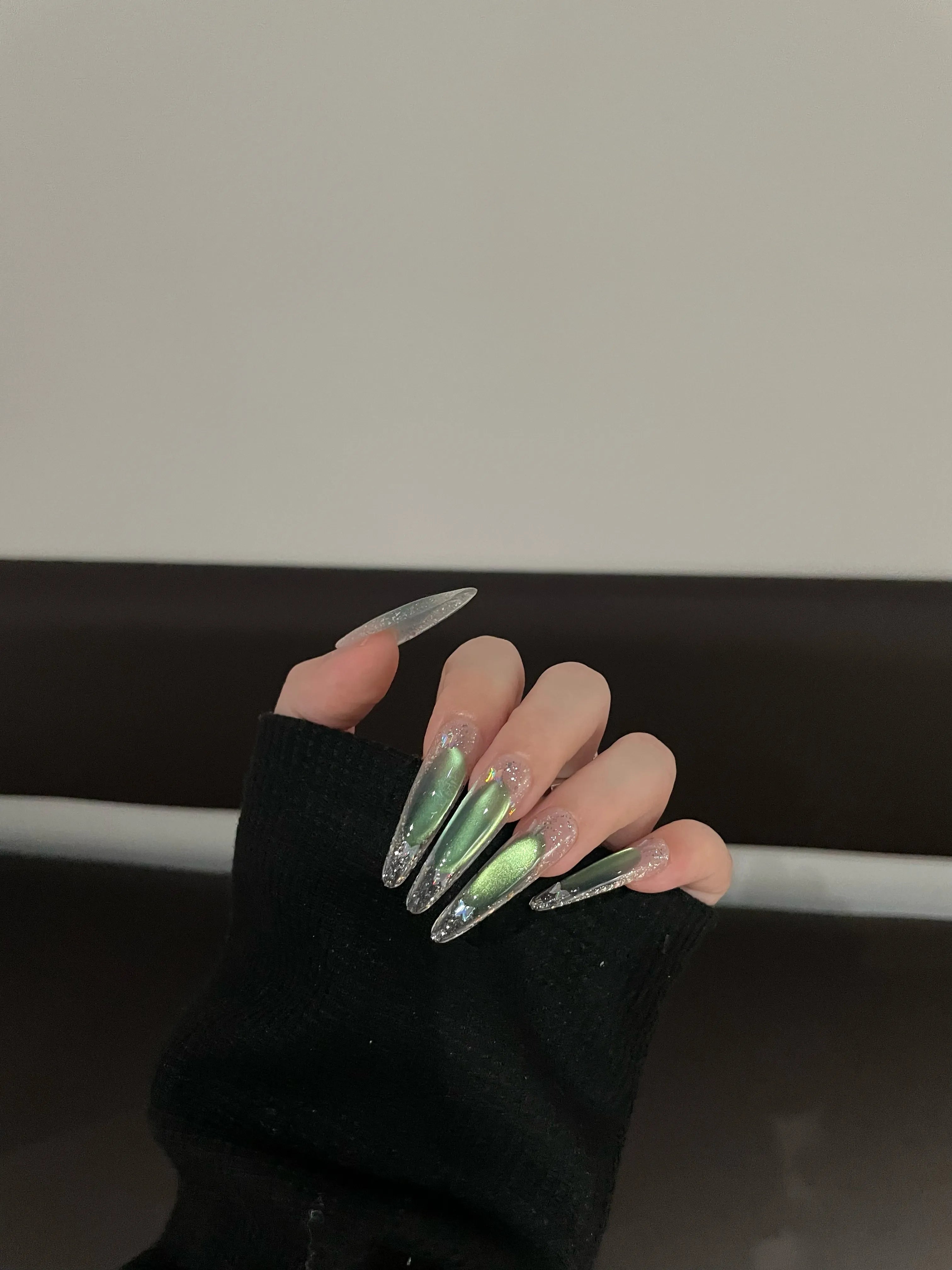Siva Nail, Blush Pink Glitter - Kissed, Handmade Press on Nails