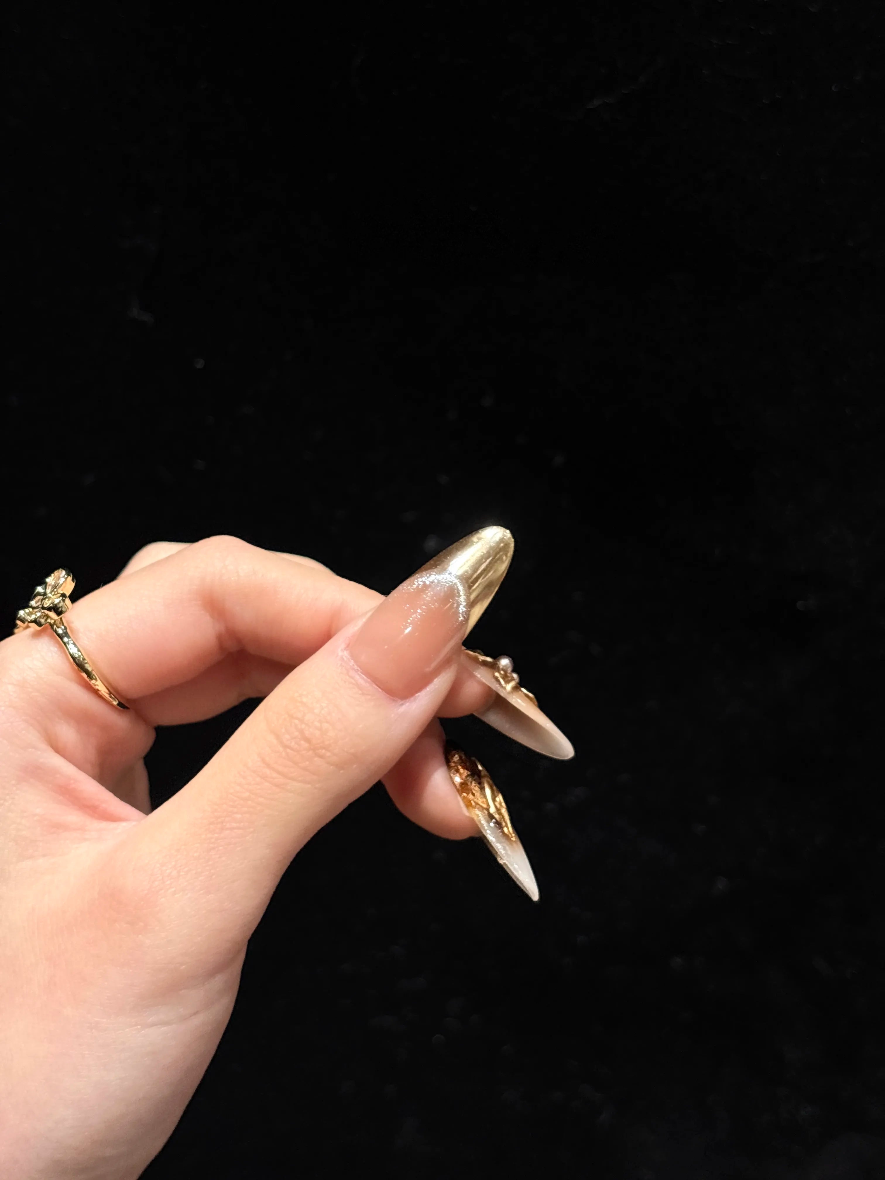 Siva Nail, Molten Bloom, Amber Gold Handmade Press on Nails