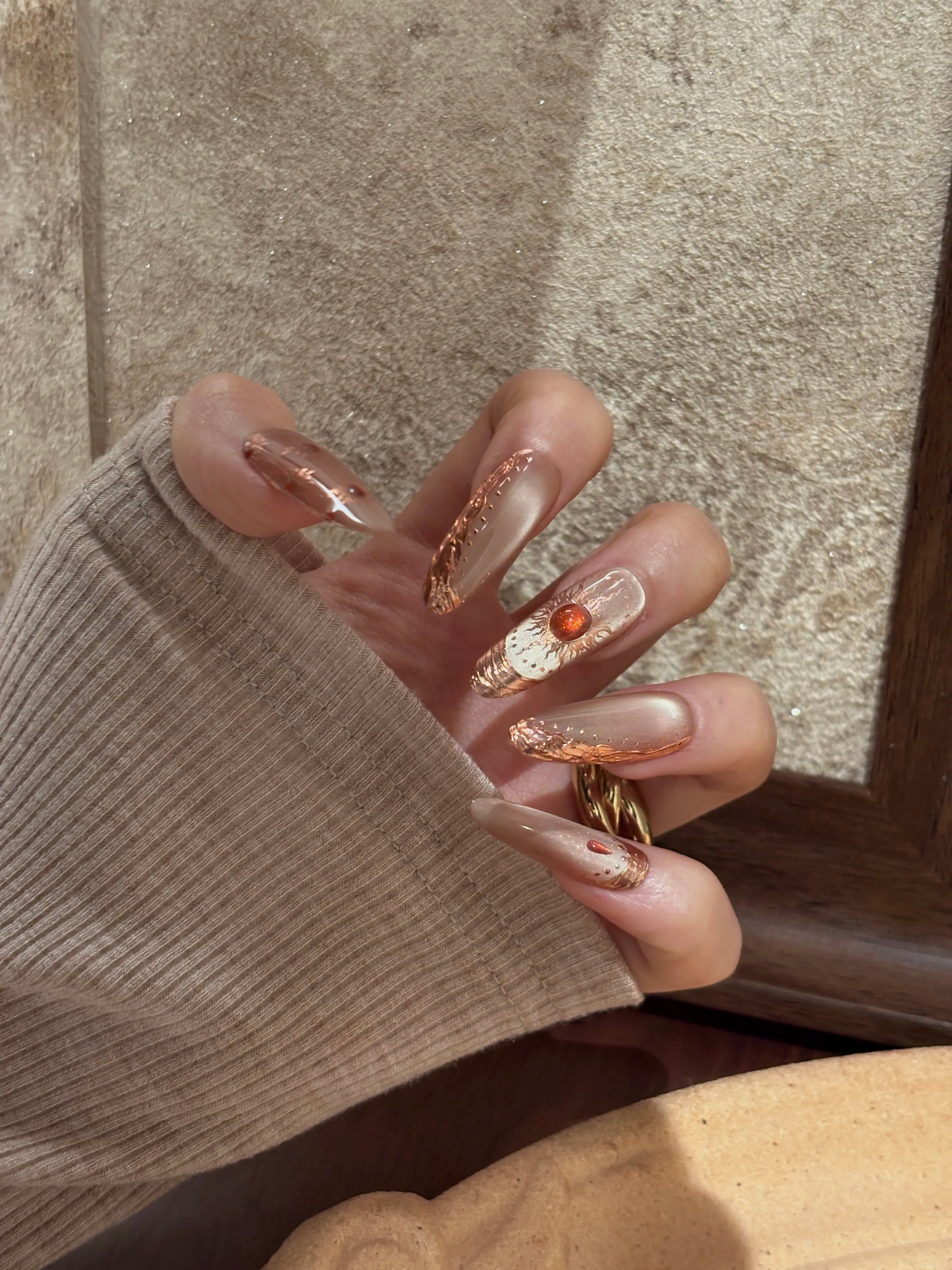 Siva Nail, Solar Dust, Bronze Glow Handmade Press on Nails