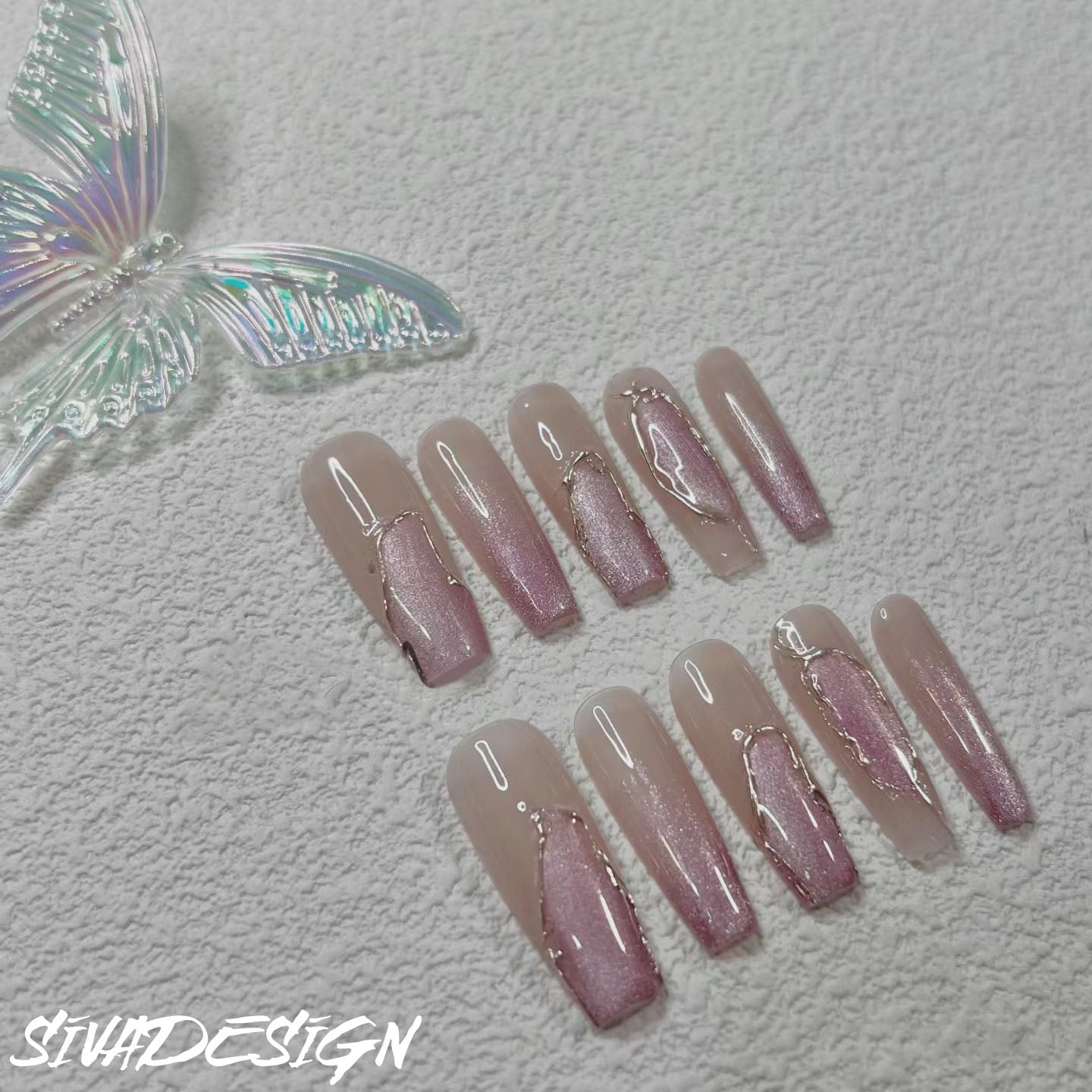 Siva Nail, Sunset Glow, Radiant Pink Acrylic Press on Nails