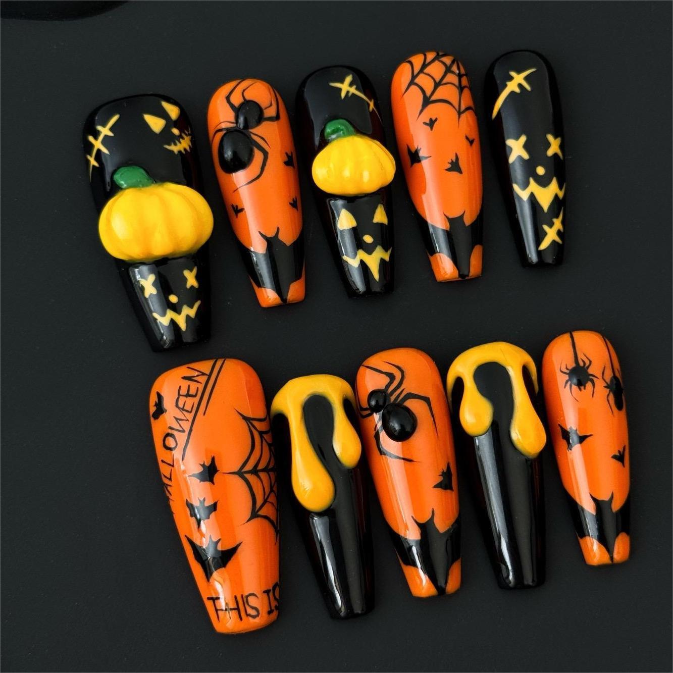 Siva Nail, Haunted Pumpkin, Halloween Press on Nails