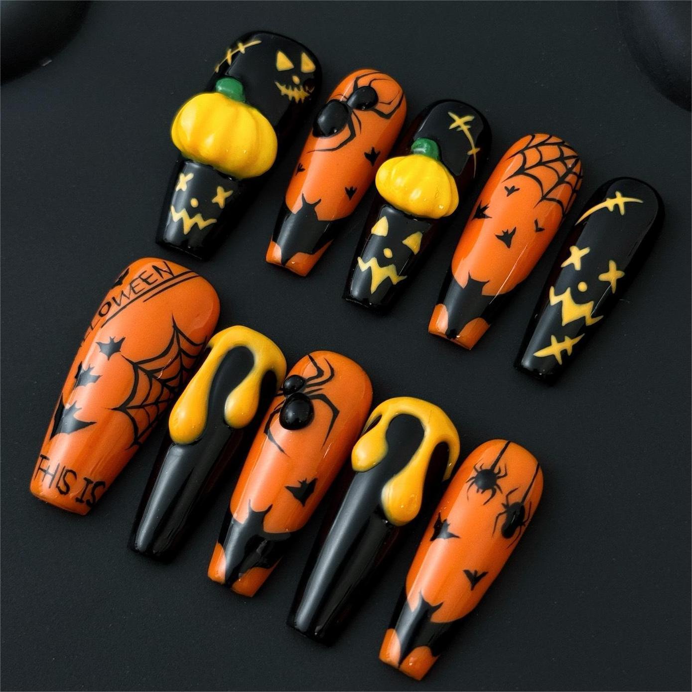 Siva Nail, Haunted Pumpkin, Halloween Press on Nails