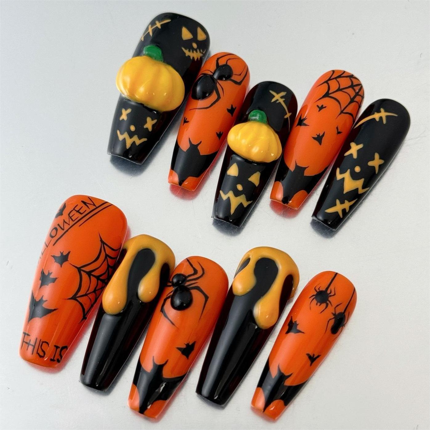 Siva Nail, Haunted Pumpkin, Halloween Press on Nails