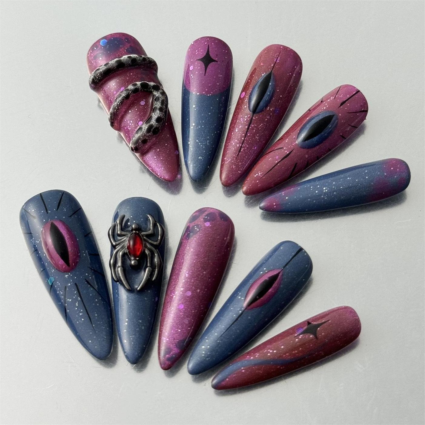 Siva Nail, Mystic Serpent, Fantasy Gothic Press on Nails