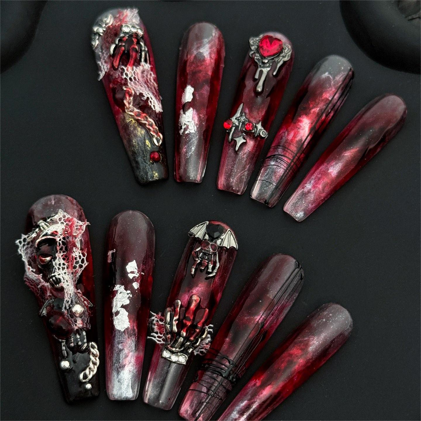 Siva Nail, Bloodlust Inferno, Vampire Press on Nails