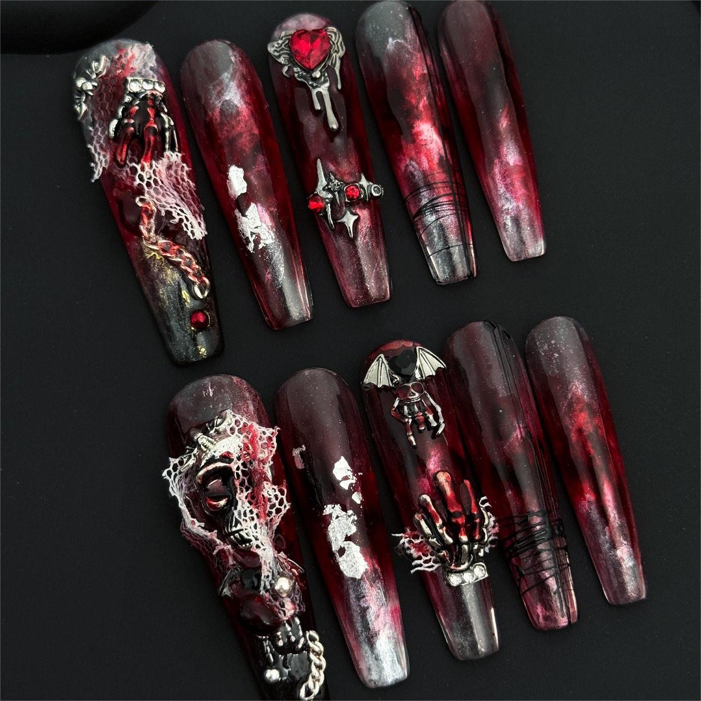 Siva Nail, Bloodlust Inferno, Vampire Press on Nails