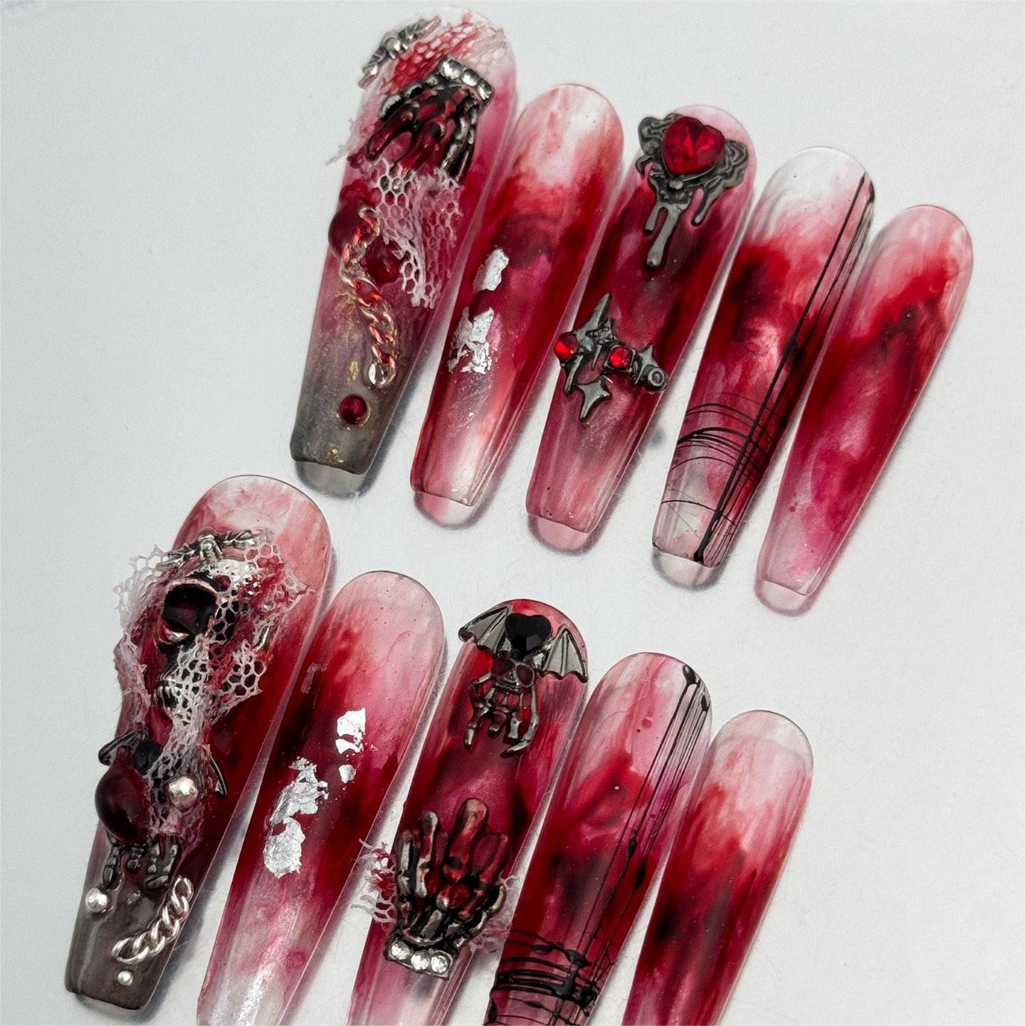 Siva Nail, Bloodlust Inferno, Vampire Press on Nails