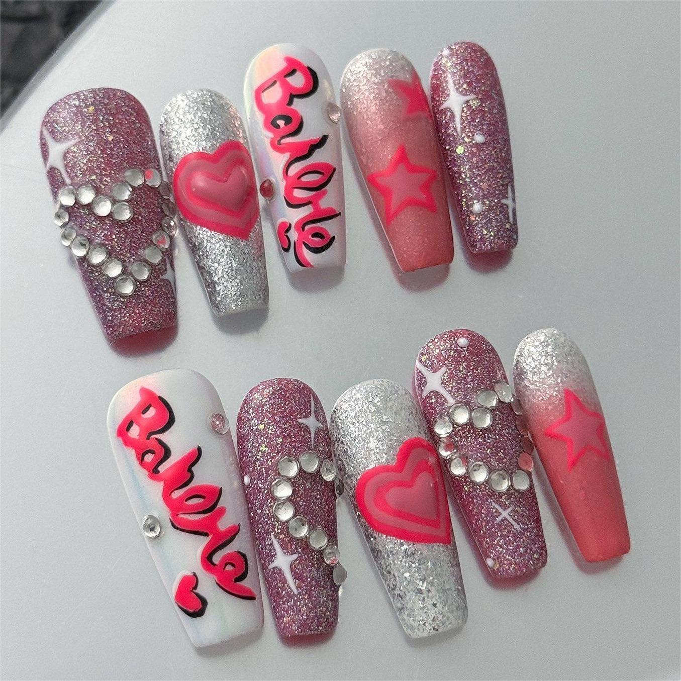 Siva Nail, Barbie Glam, Sparkle Press on Nails