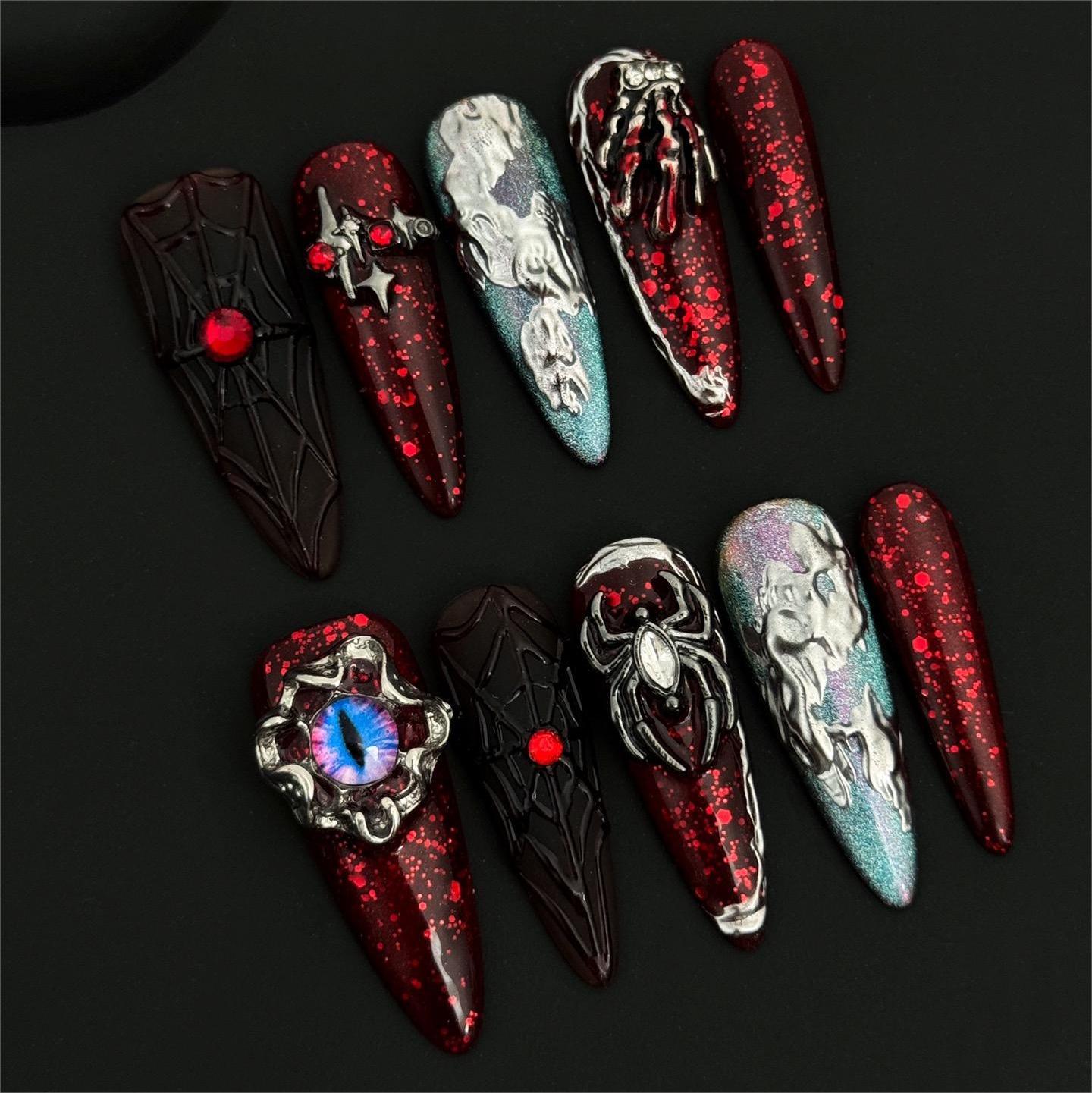 Siva Nail, Blood Moon Specter, Gothic Press on Nails