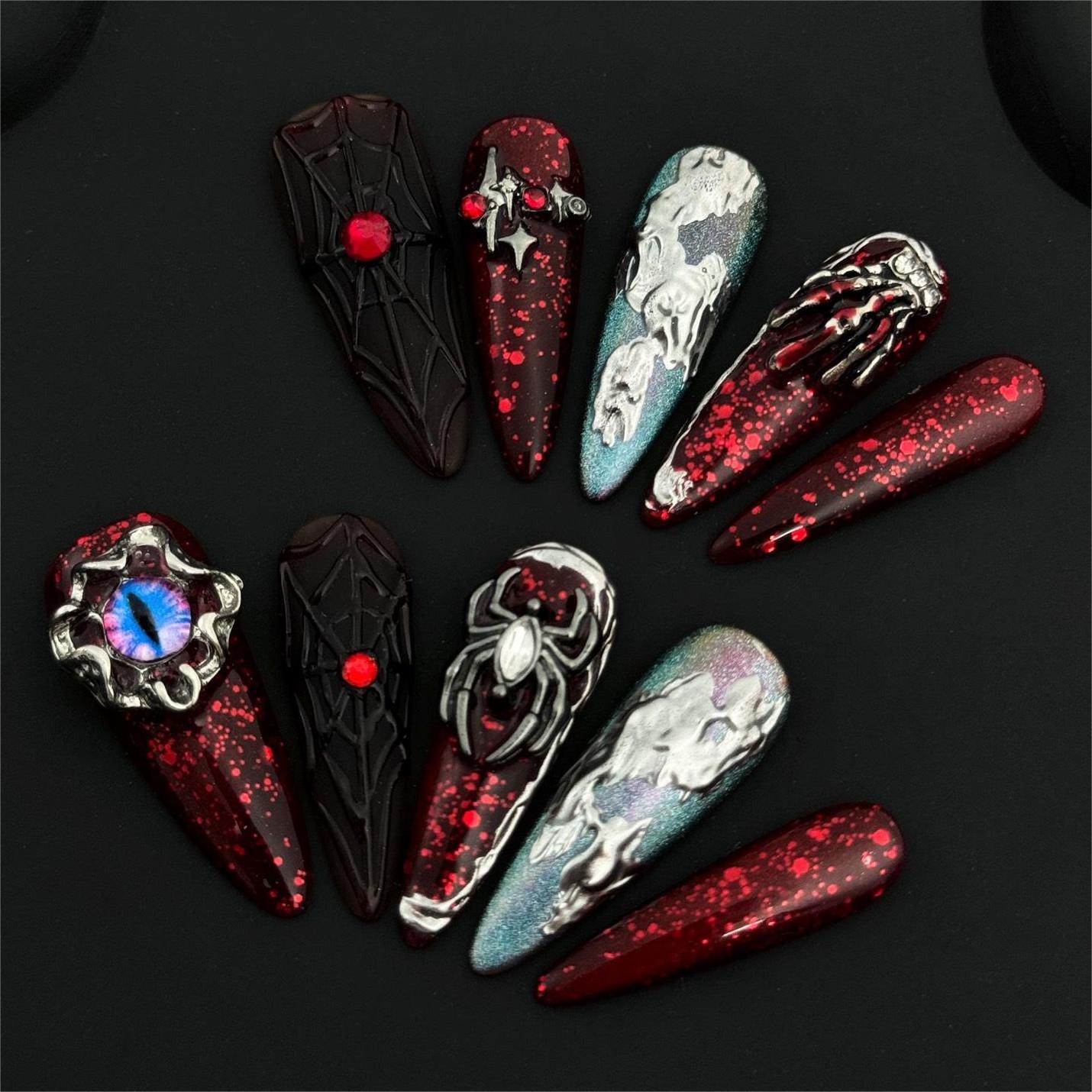 Siva Nail, Blood Moon Specter, Gothic Press on Nails