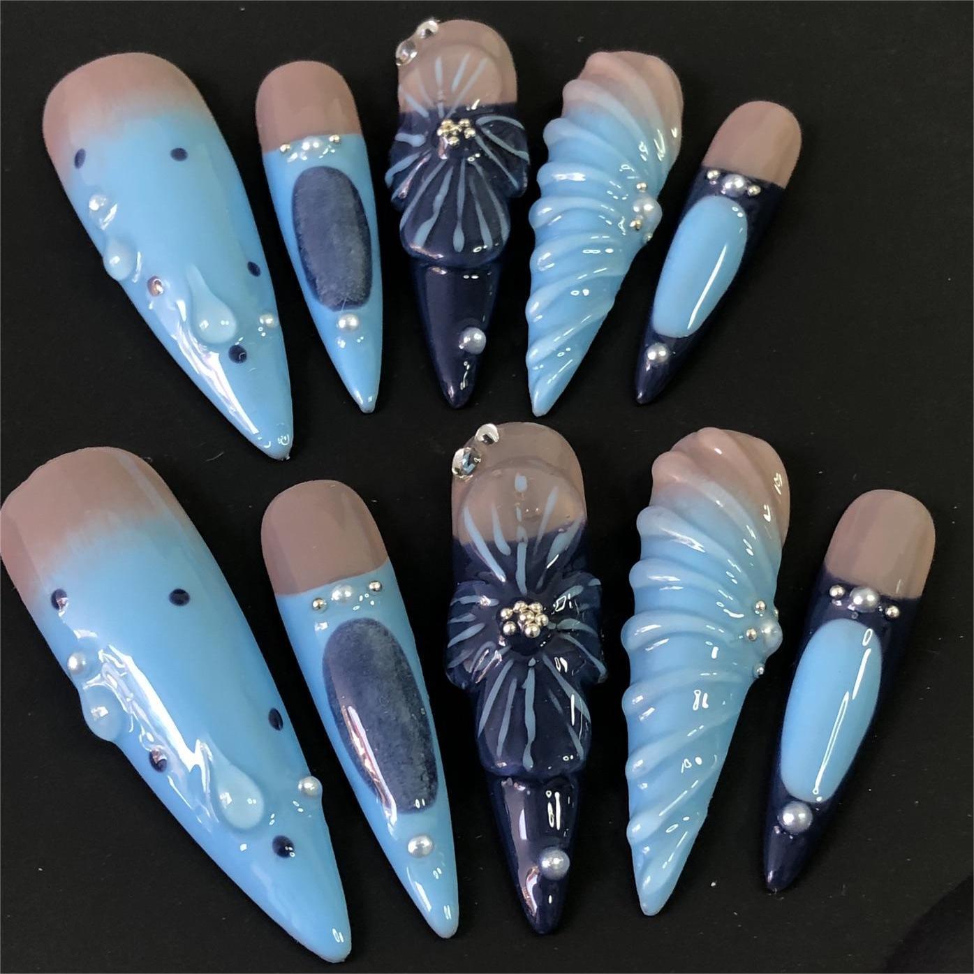 Siva Nail, Oceanic Elegance, Gradient Press on Nails