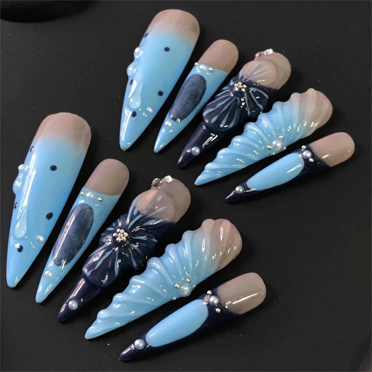 Siva Nail, Oceanic Elegance, Gradient Press on Nails