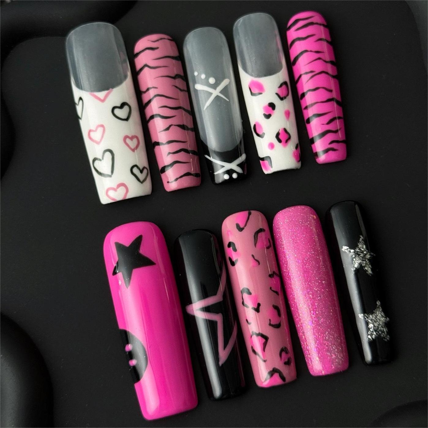 Siva Nail, Wild Pink, Chic Leopard Press on Nails