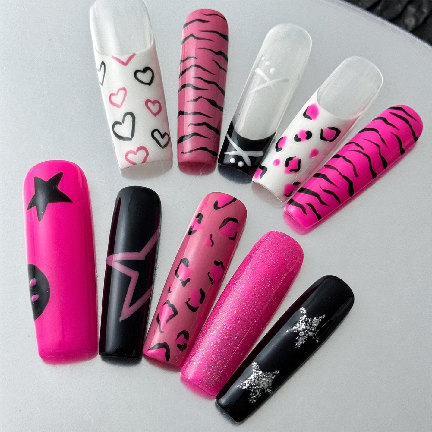 Siva Nail, Wild Pink, Chic Leopard Press on Nails