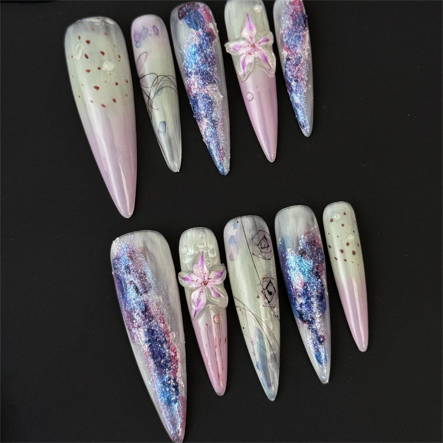 Siva Nail, Galactic Blossom, Cosmic Press on Nails