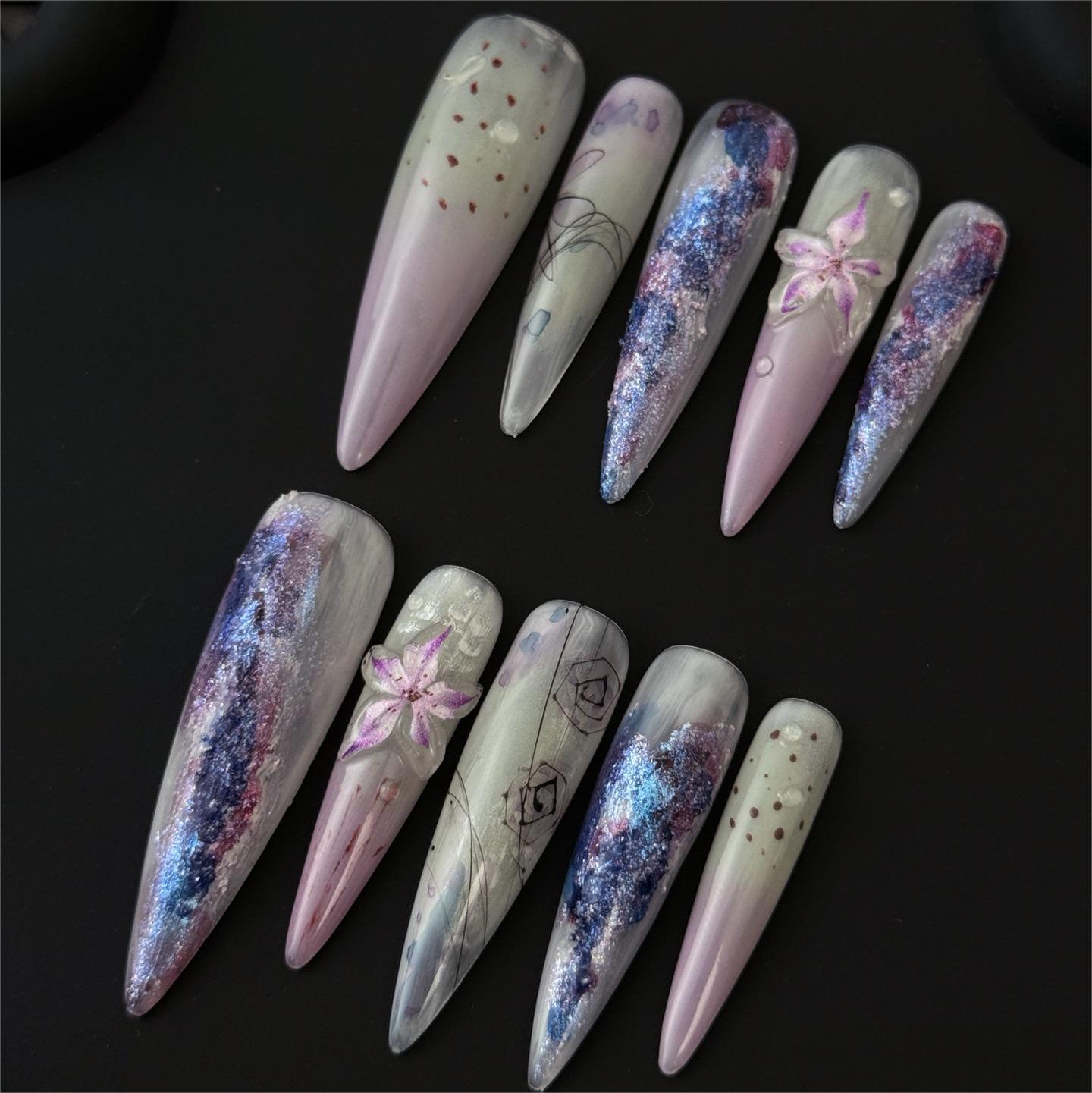 Siva Nail, Galactic Blossom, Cosmic Press on Nails