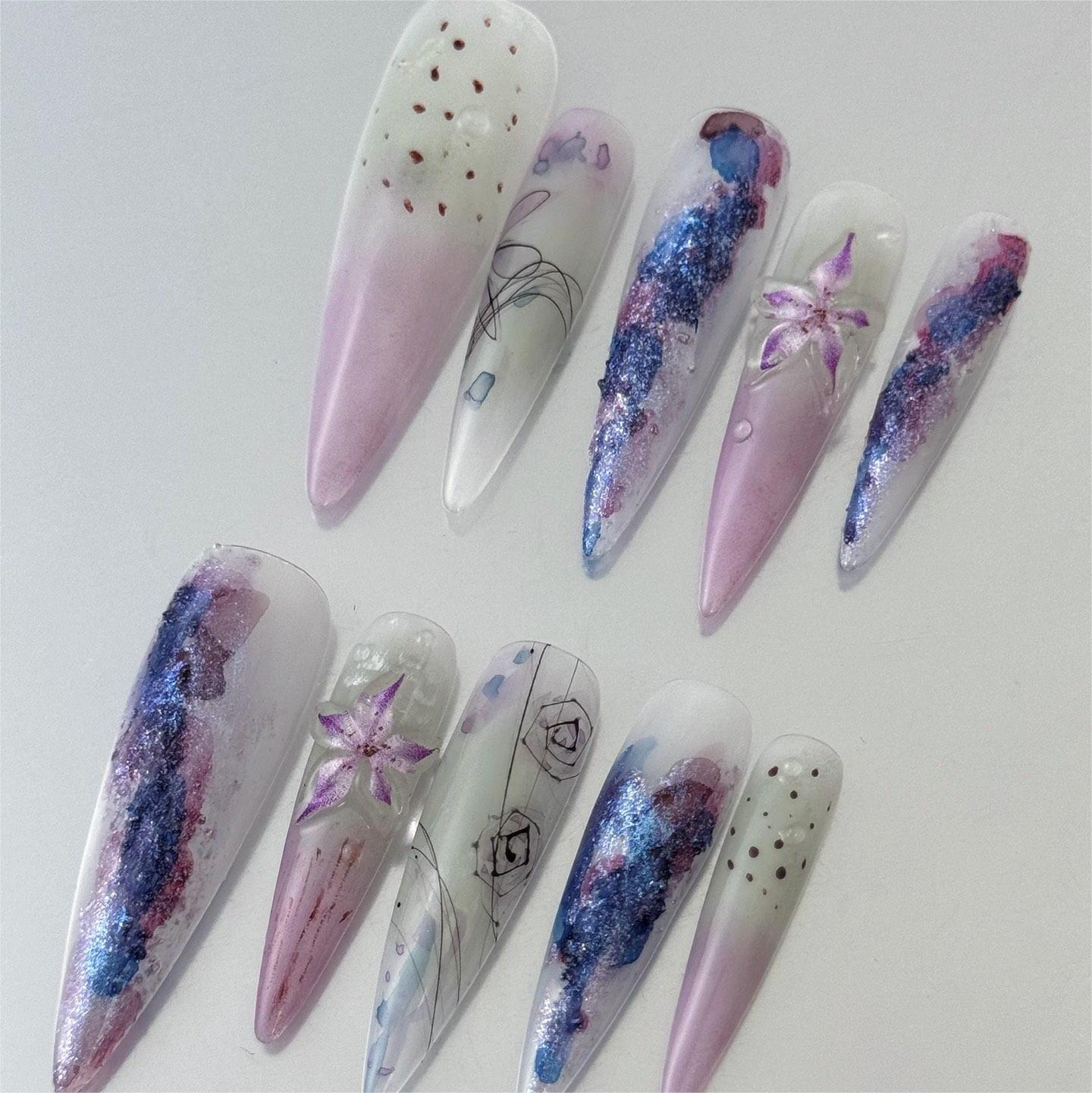 Siva Nail, Galactic Blossom, Cosmic Press on Nails