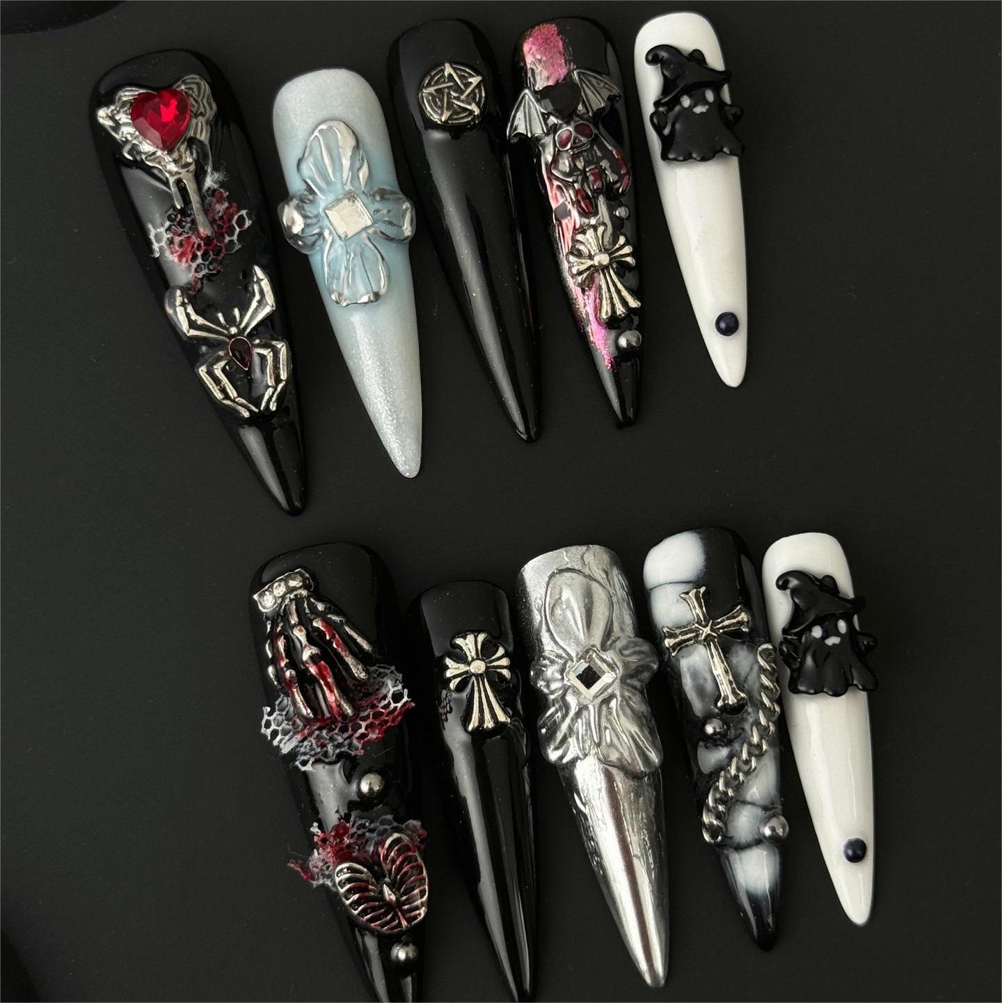 Siva Nail, Dark Ritual, Gothic Fantasy Press on Nails