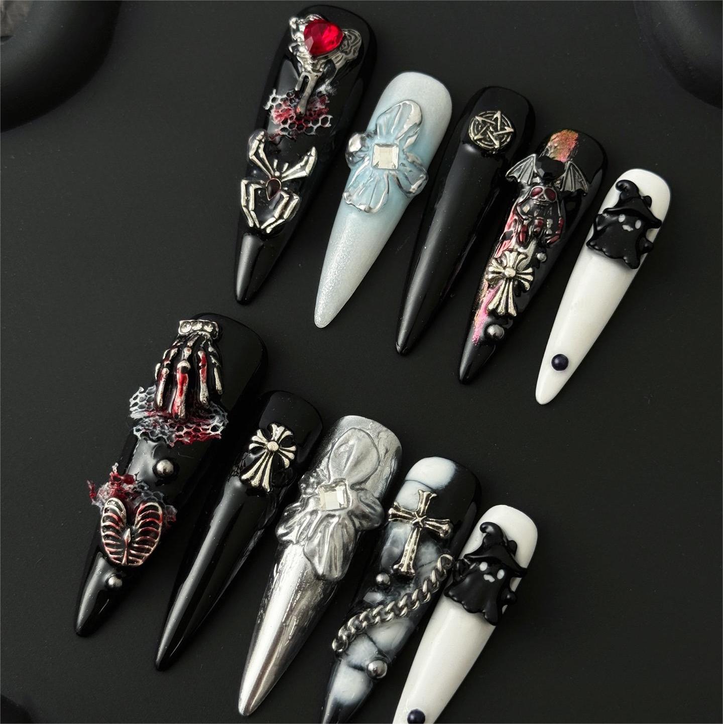 Siva Nail, Dark Ritual, Gothic Fantasy Press on Nails