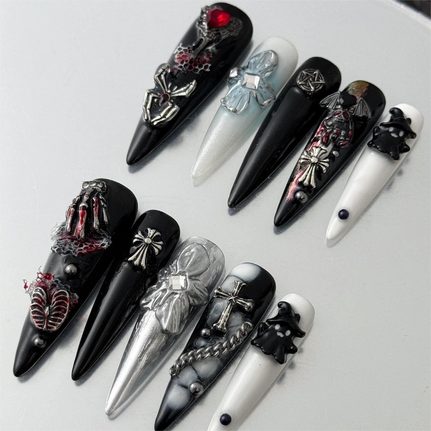 Siva Nail, Dark Ritual, Gothic Fantasy Press on Nails