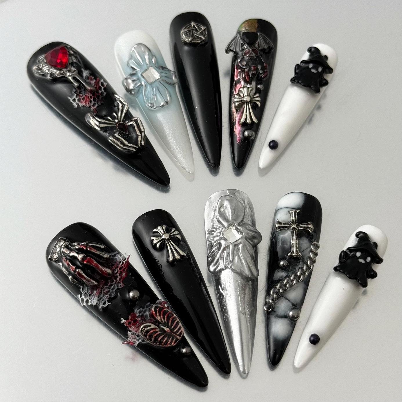 Siva Nail, Dark Ritual, Gothic Fantasy Press on Nails