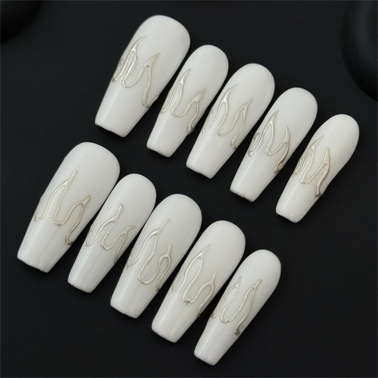 Siva Nail, White Heat, Contemporary Press on Nails