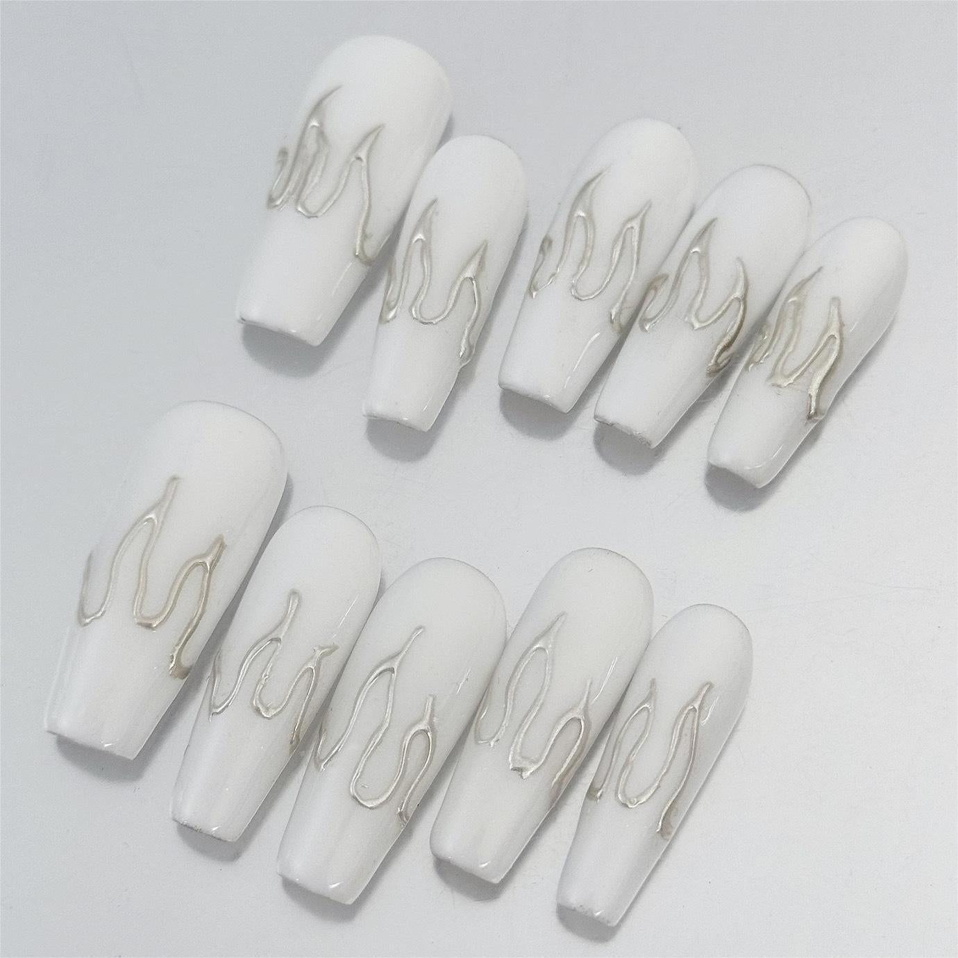 Siva Nail, White Heat, Contemporary Press on Nails