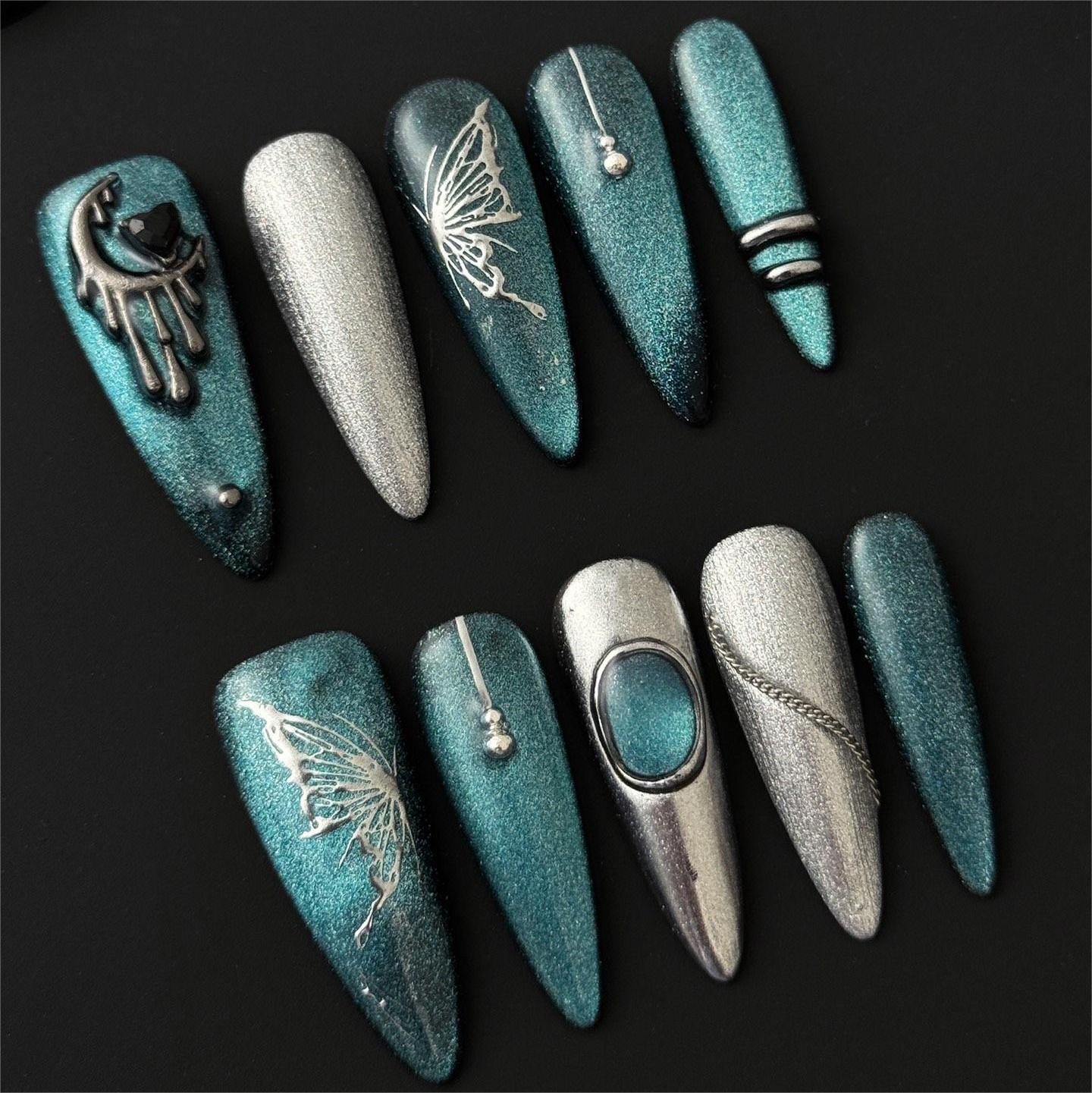 Siva Nail, Galaxy Glow, Metallic Press on Nails