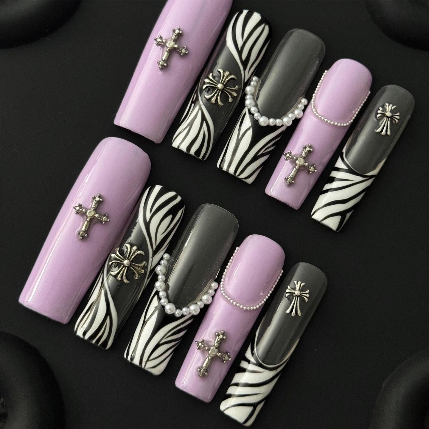 Siva Nail, Regal Twilight, Gothic Chic Press on Nails