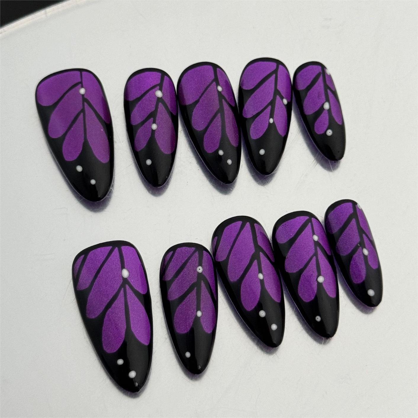 Siva Nail, Purple Wing, Butterfly Press on Nails