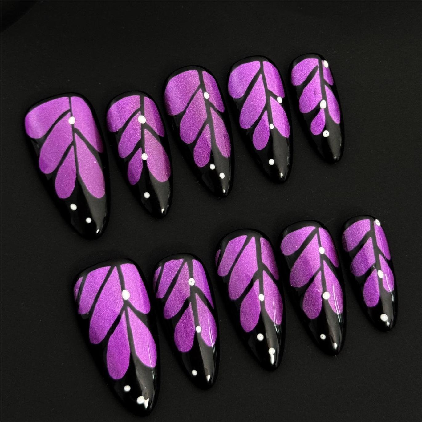 Siva Nail, Purple Wing, Butterfly Press on Nails