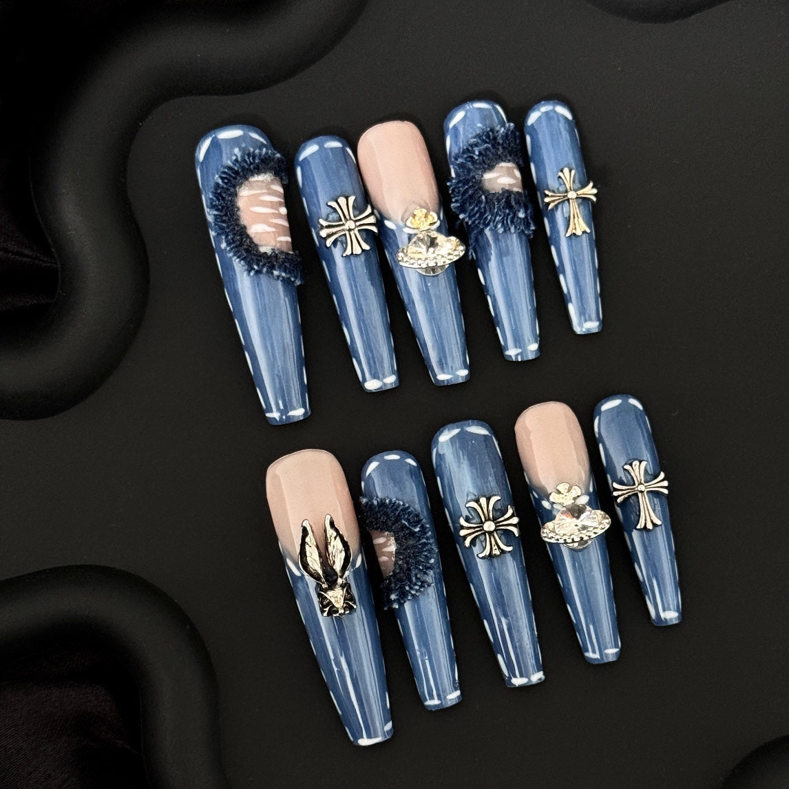 Siva Nail, Denim Royale, Stylish Press on Nails