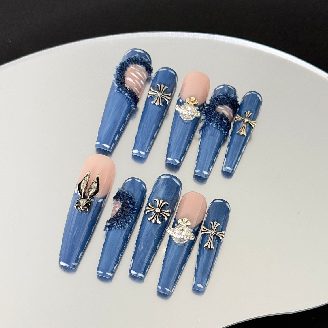 Siva Nail, Denim Royale, Stylish Press on Nails