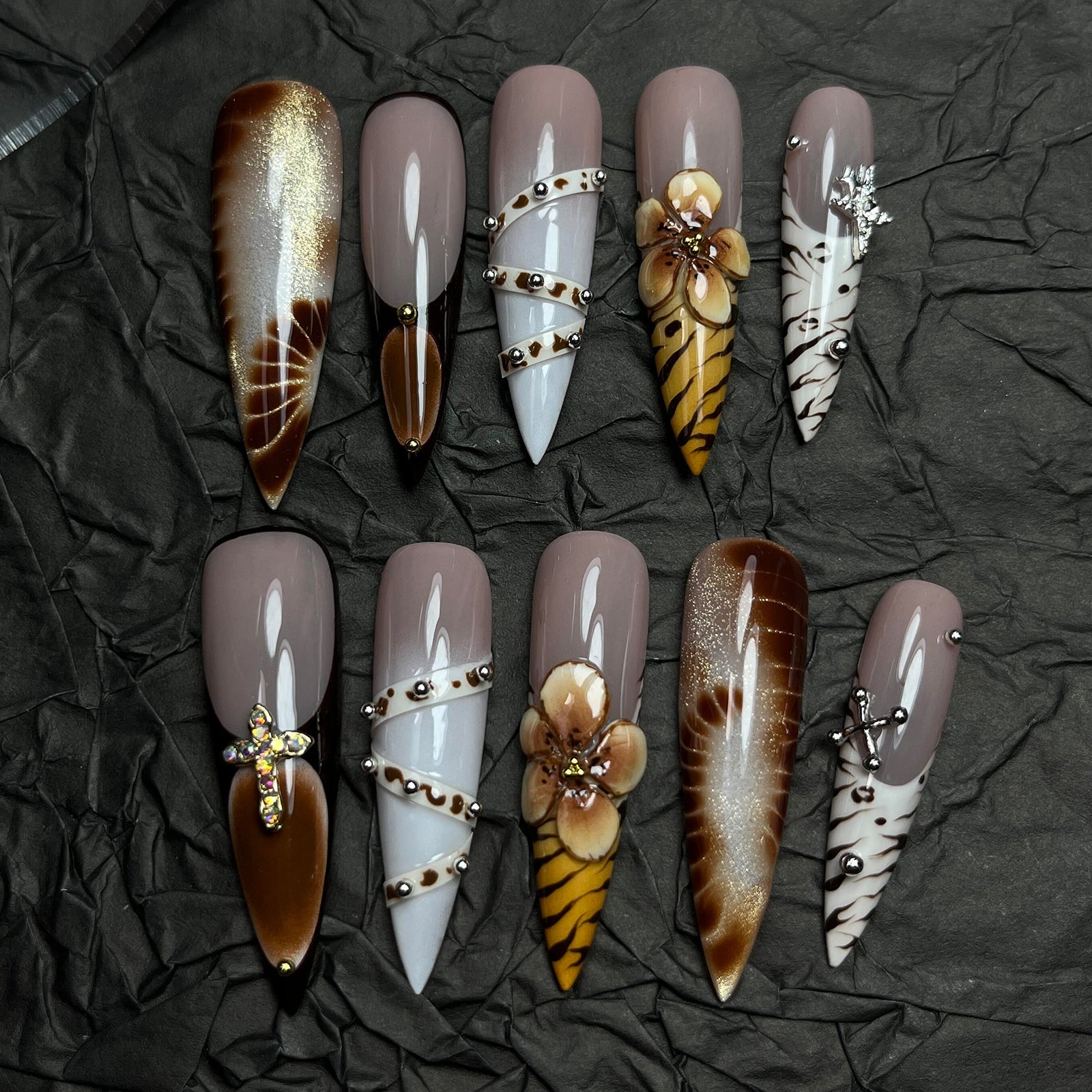 Siva Nail, Desert Bloom, Exotic Chic, Handmade Press on Nails