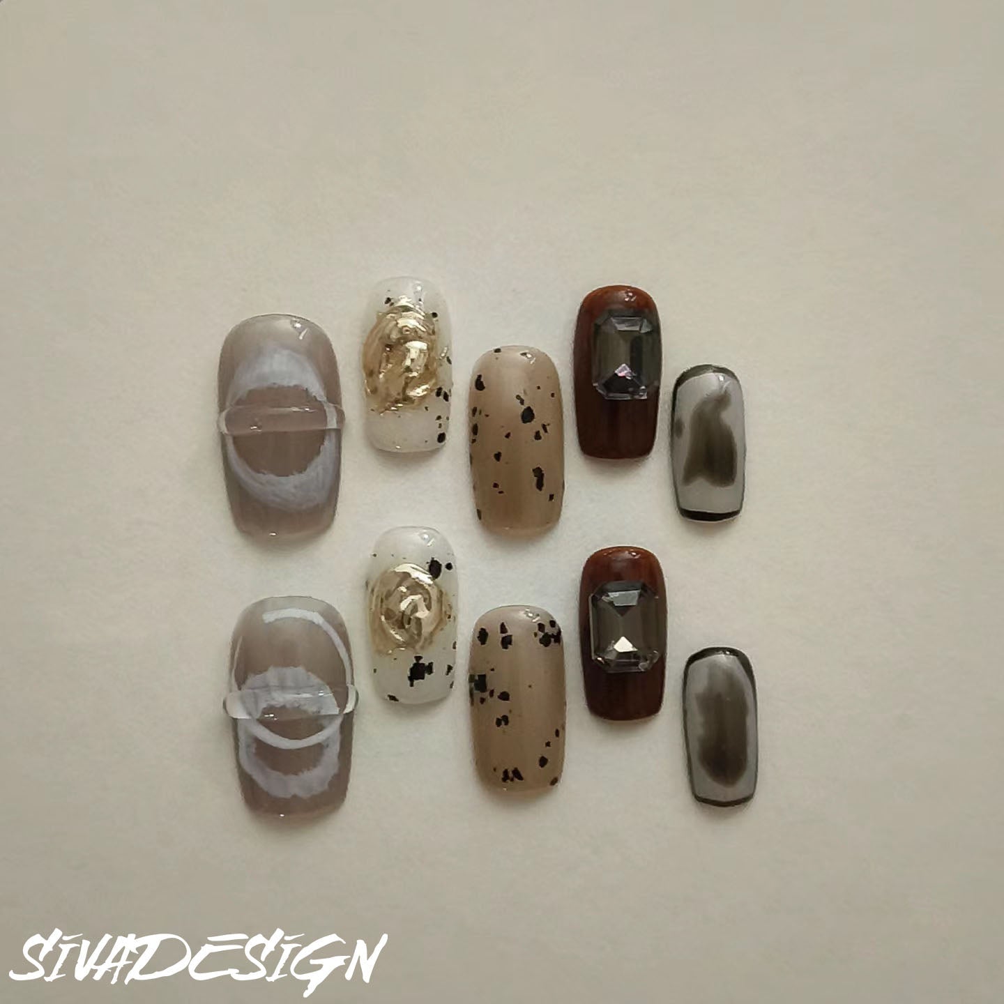 Siva Nail, Luxury Stage, Modern Art,  Acrylic Handmade Press on Nails