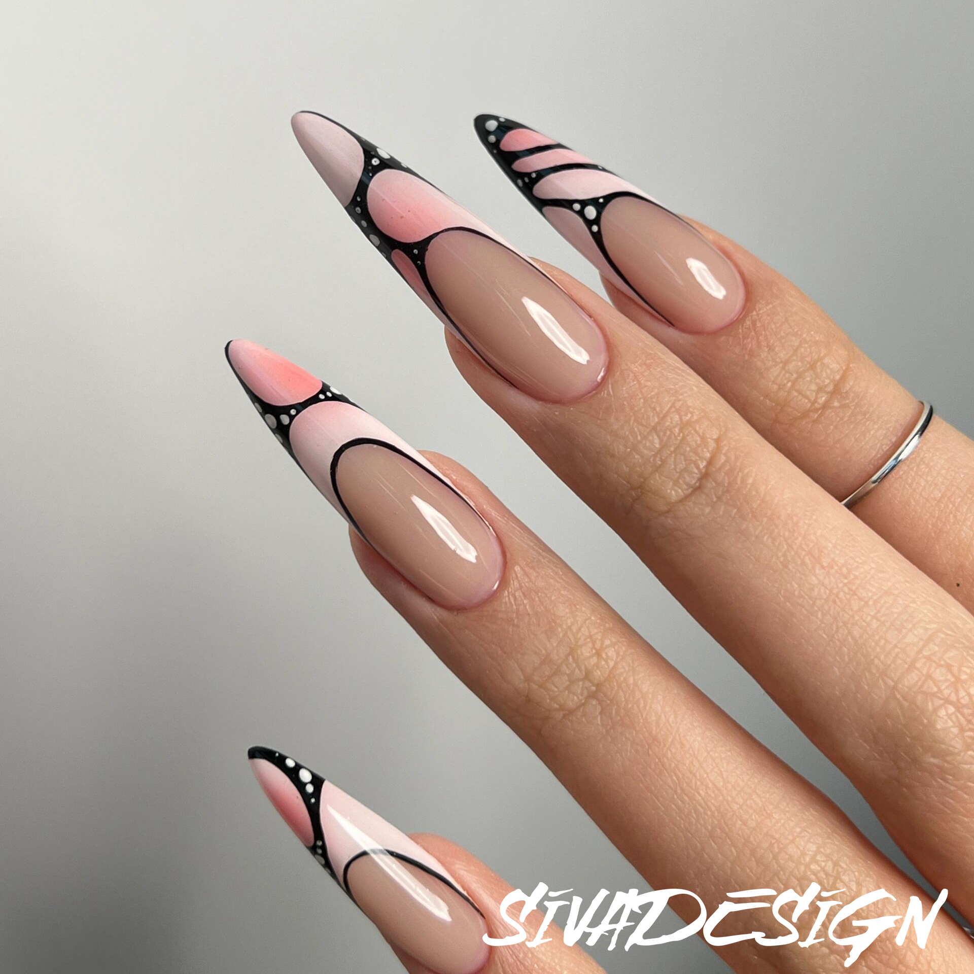 Siva Nail, Dreamweave, Chic Geometric Stiletto Acrylic Press on Nails