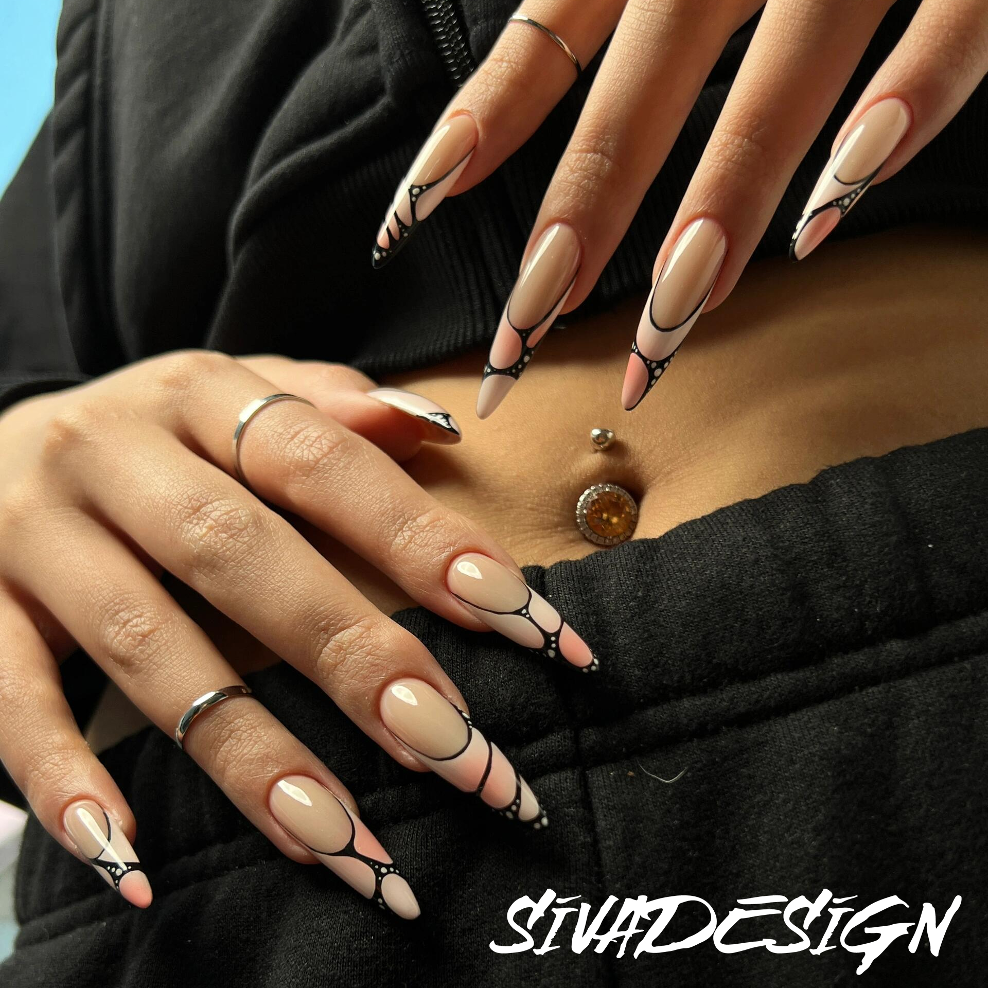 Siva Nail, Dreamweave, Chic Geometric Stiletto Acrylic Press on Nails