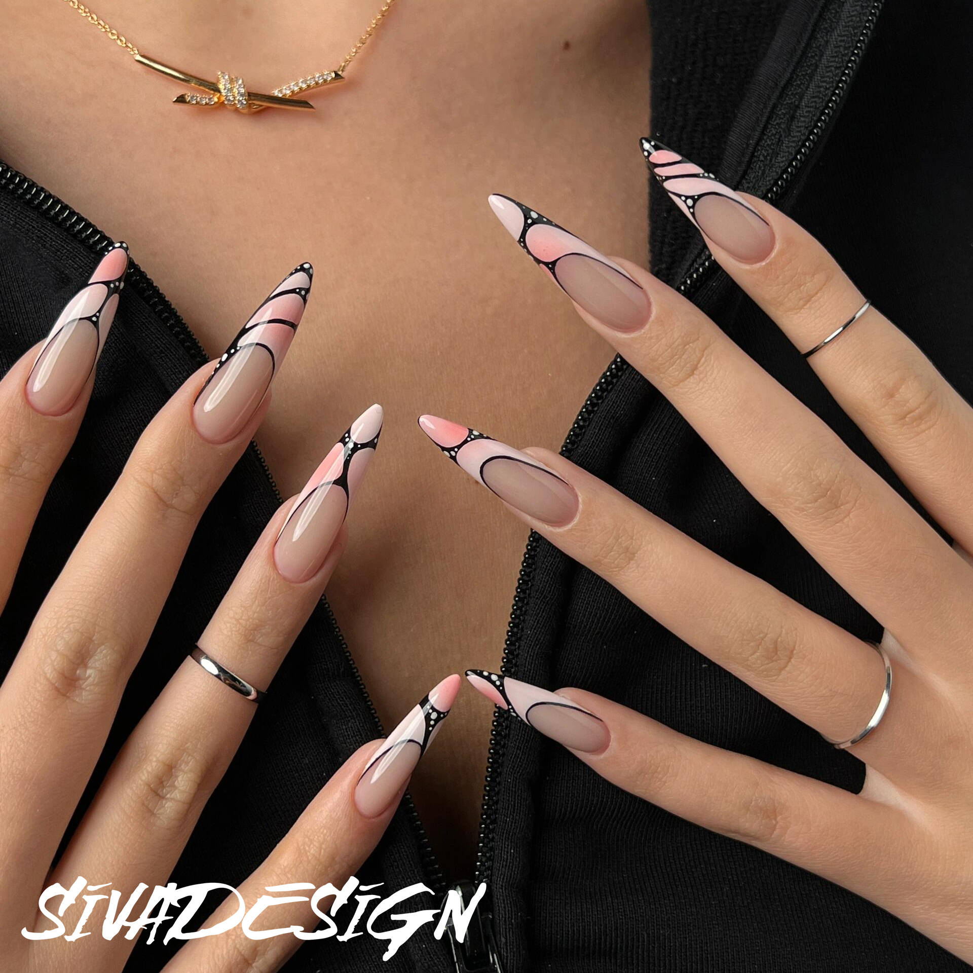 Siva Nail, Dreamweave, Chic Geometric Stiletto Acrylic Press on Nails