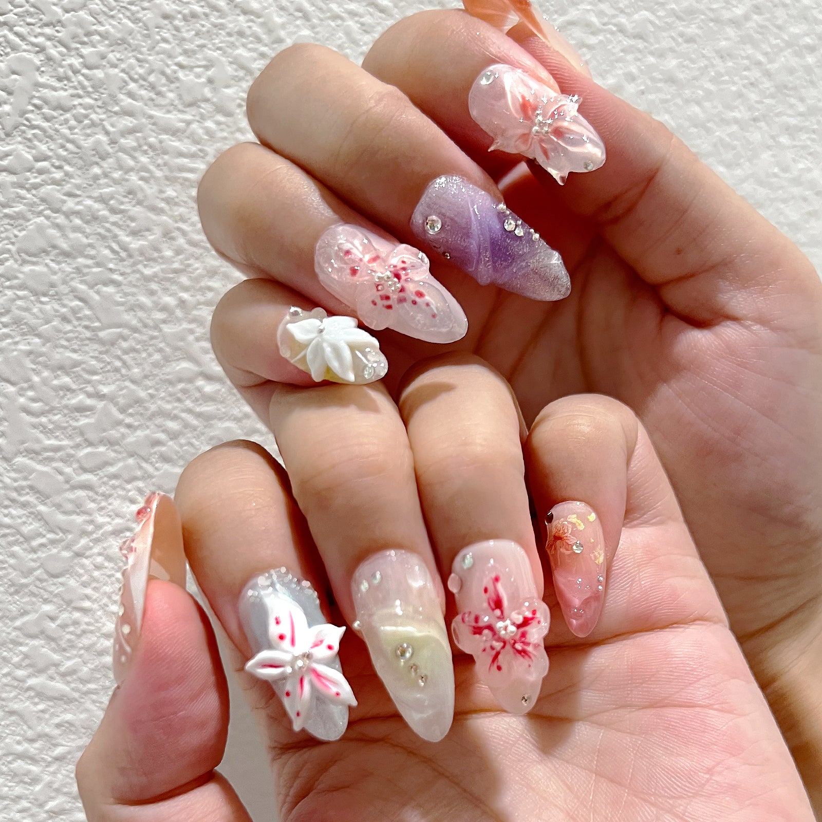 Siva Nail, Floral Fantasy, Soft Spring Acrylic Press on Nails